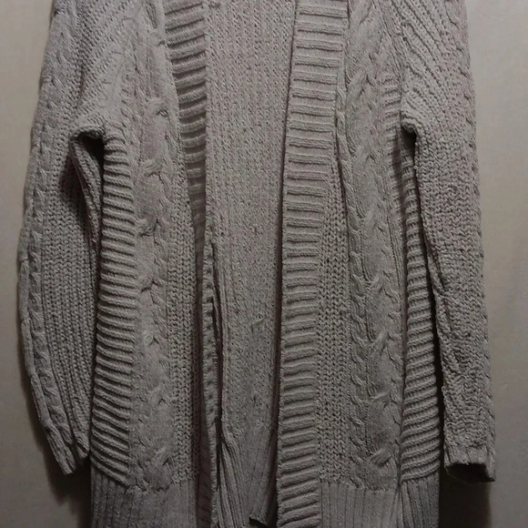 Womens S Liz Claiborne Heavy Knit Open Cardigan Neutral Cream Lagging Long Line - Picture 4 of 7
